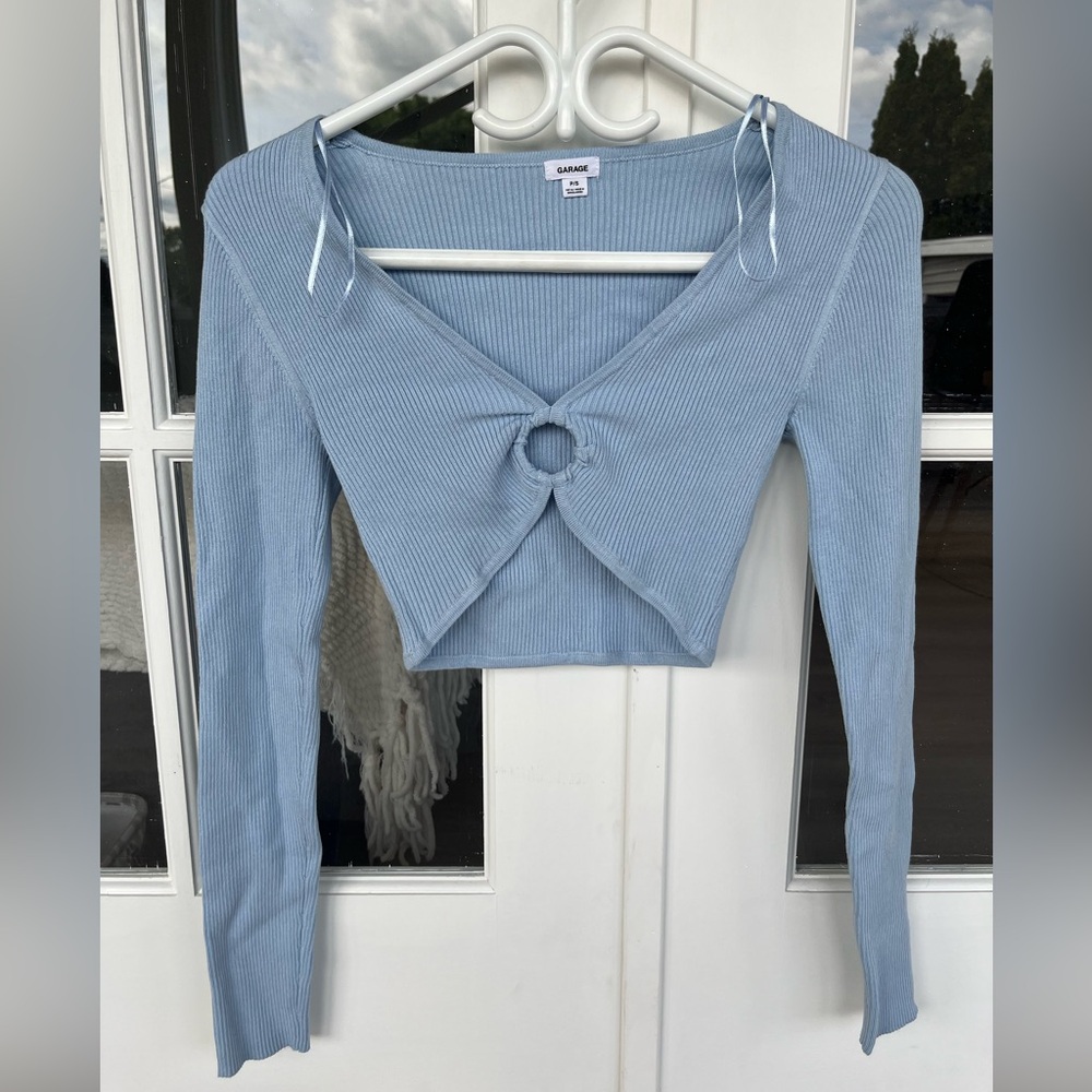 NWOT Garage Ribbed V-Neck Long Sleeve Top